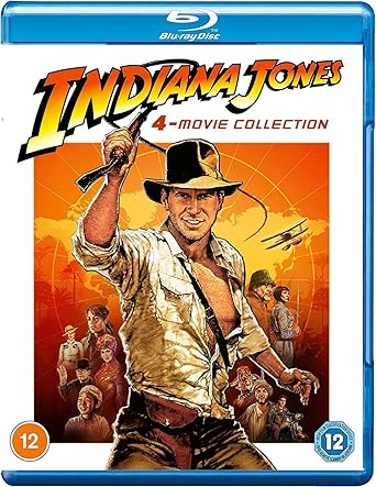 Indiana Jones 4-Movie Collection Blu-ray case with illustrated adventure characters