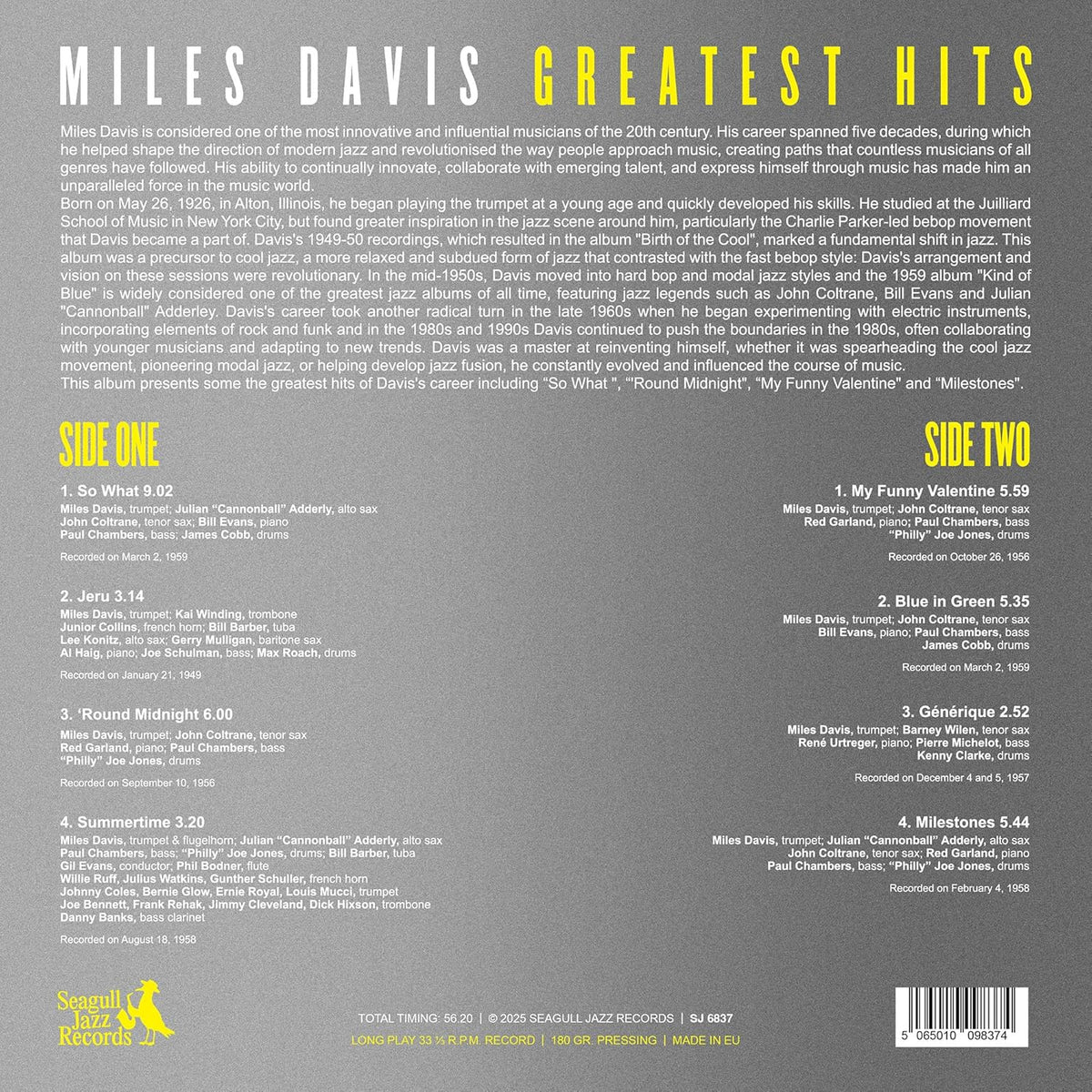Miles Davis – Greatest Hits [Limited Edition Colored Splatter – White/Black/Yellow Vinyl][LP] product image 5