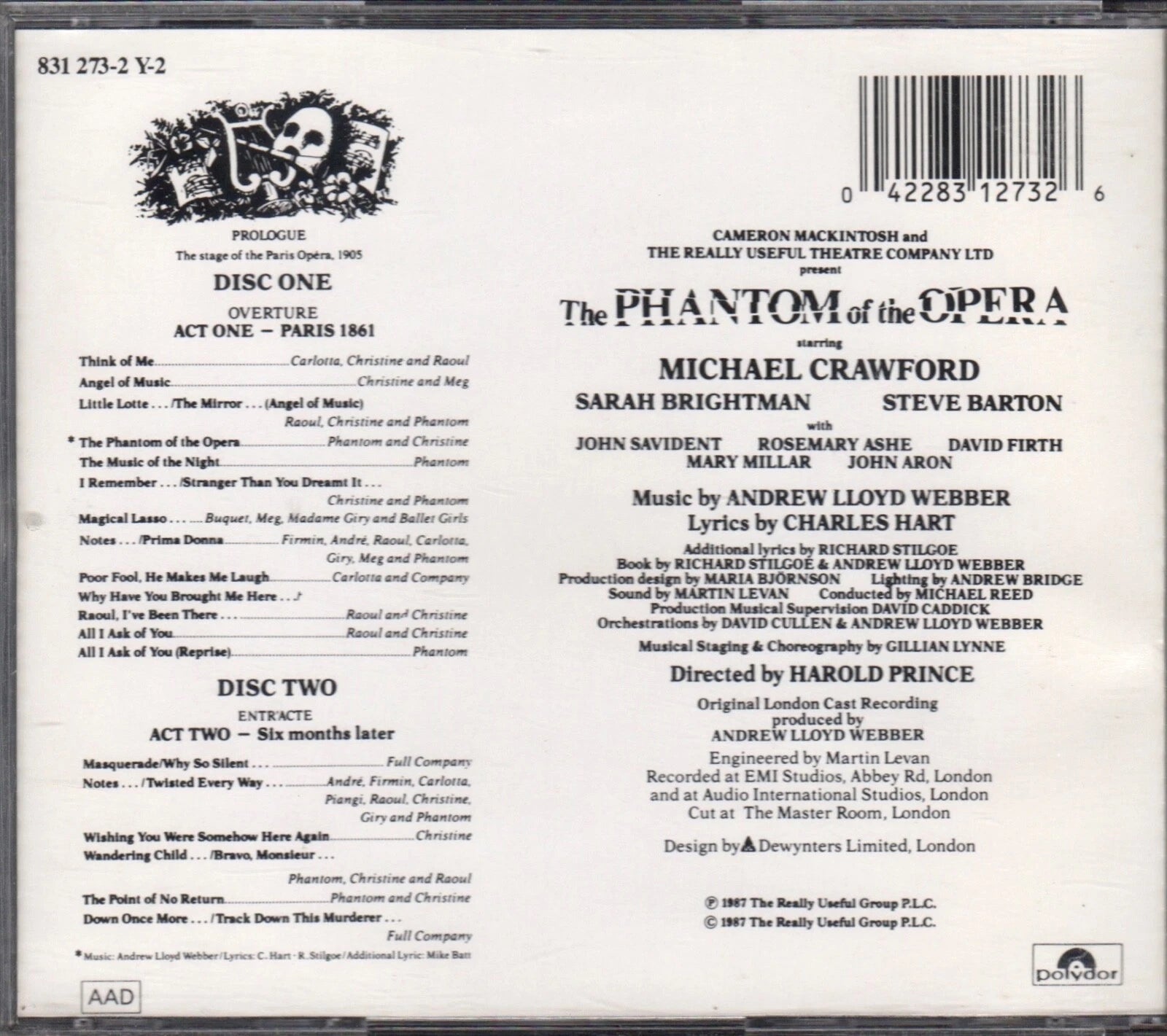 Andrew Lloyd Webber - The Phantom Of The Opera CD