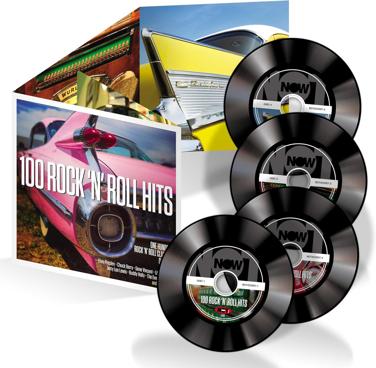 Various - 100 Rock 'N' Roll Hits (100 tracks) (4xCD) (deluxe 4-fold digipak) - CD product cover