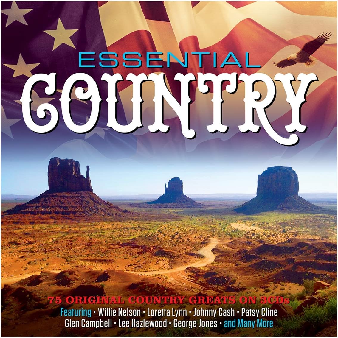 Willie Nelson, Loretta Lynn, Patsy Cline, Glen Campbell - Essential Country (75 tracks) (3xCD) (deluxe 4-fold digipak) - CD…